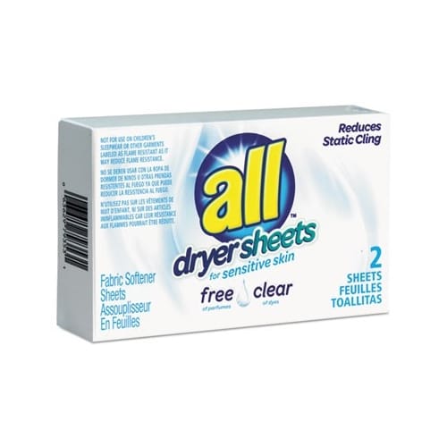 All® Free & Clear Fabric Softener Dryer Sheets, Single Use Coin Vending Machine